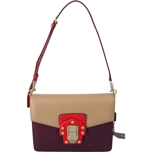 Dolce & Gabbana Exquisite LUCIA Leather Shoulder Bag Purse Dolce & Gabbana Rosy Brown
