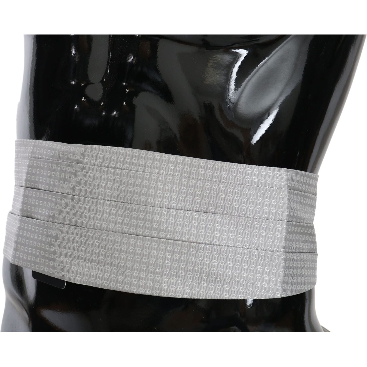 Dolce & Gabbana Gray Patterned Waist Belt Silk Cummerbund