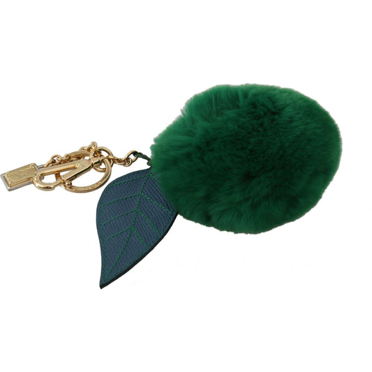 Dolce & Gabbana Elegant Tricolor Fur Ball Keychain Keychain Dolce & Gabbana Dark Slate Gray