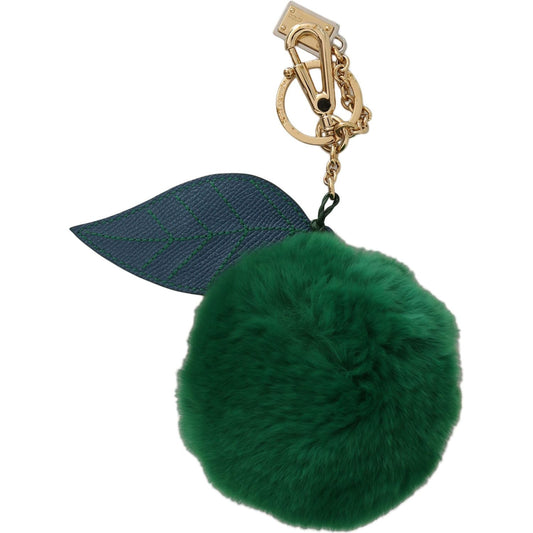 Dolce & Gabbana Elegant Tricolor Fur Ball Keychain Keychain Dolce & Gabbana Dark Slate Gray