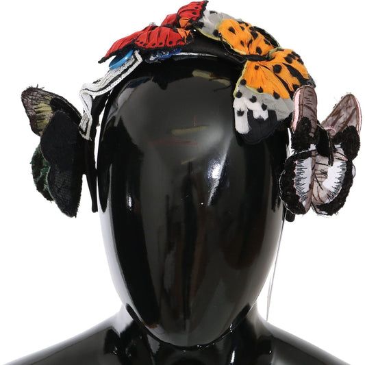 Dolce & Gabbana Elegant Floral Silk Headband Diadem Diadem Dolce & Gabbana Black