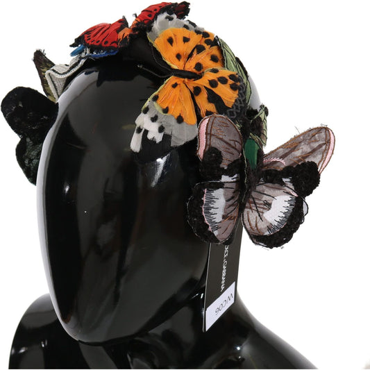 Dolce & Gabbana Elegant Floral Silk Headband Diadem Diadem Dolce & Gabbana Black
