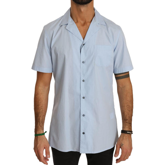 Dolce & Gabbana Elegant Blue Cotton Casual Shirt Dolce & Gabbana Gray