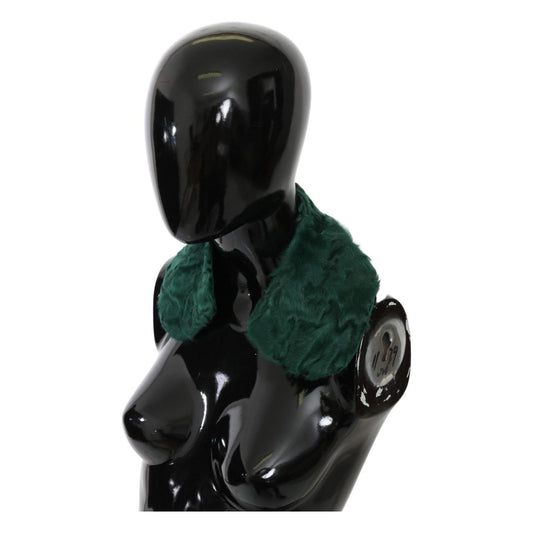 Dolce & Gabbana Elegant Lambskin Fur Scarf in Lush Green Dolce & Gabbana Black