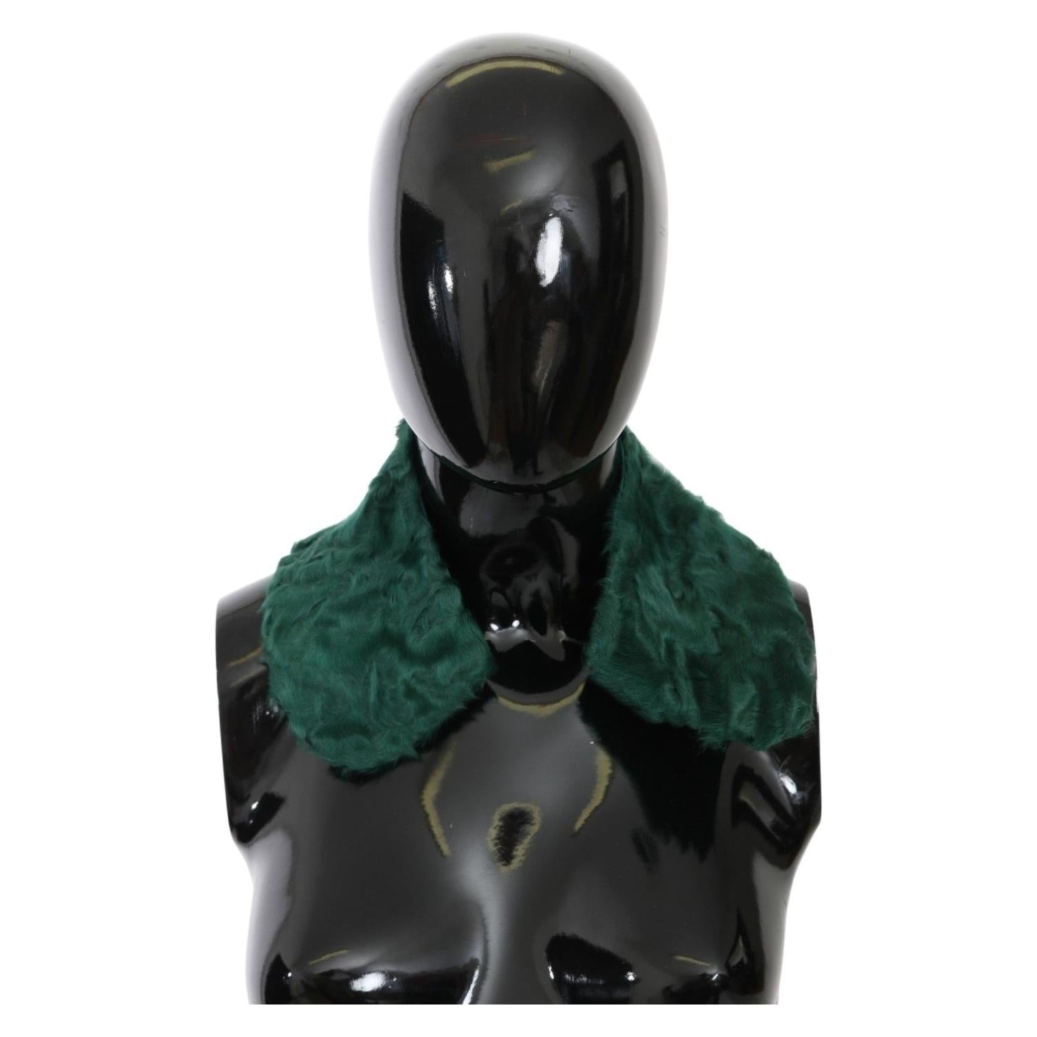 Dolce & Gabbana Green Fur Shoulder Collar Wrap Lambskin Scarf