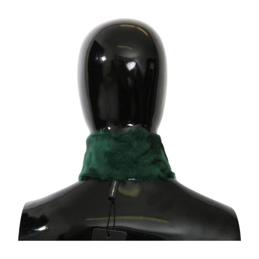 Dolce & Gabbana Luxurious Green Lambskin Scarf for Women Dolce & Gabbana Black