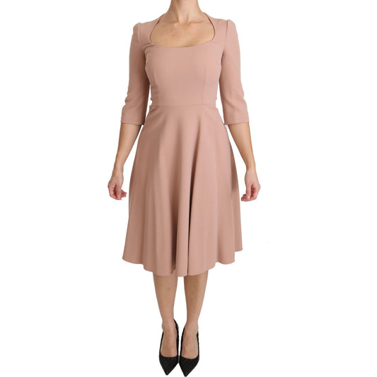 Dolce & Gabbana Elegant Light Pink A-Line Knee Length Dress Dolce & Gabbana Rosy Brown
