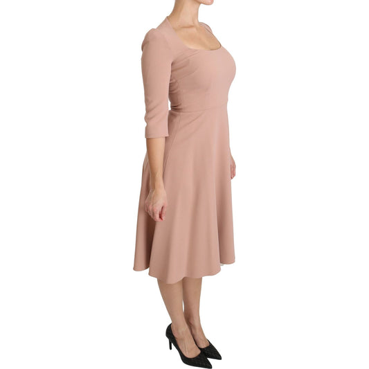 Dolce & Gabbana Elegant Light Pink A-Line Knee Length Dress Dolce & Gabbana Rosy Brown