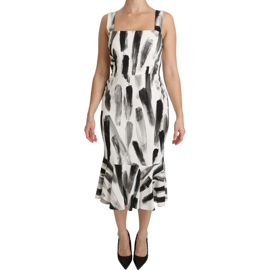 Dolce & Gabbana Chic Monochrome Sheath Midi Dress Dolce & Gabbana Gray