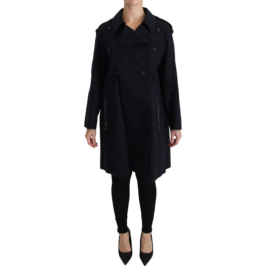 Dolce & Gabbana Elegant Polka Dot Lined Blue Jacket Coats & Jackets Dolce & Gabbana Black