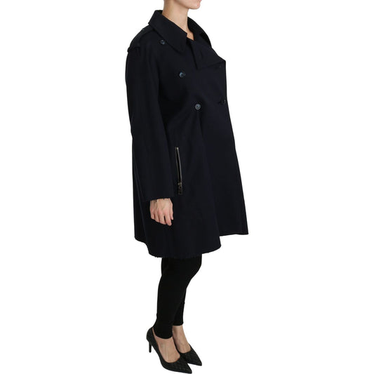 Dolce & Gabbana Elegant Polka Dot Lined Blue Jacket Coats & Jackets Dolce & Gabbana Black