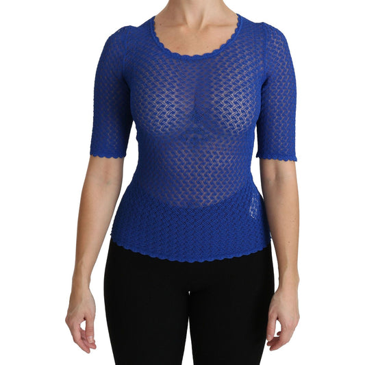 Dolce & Gabbana Elegant Blue Sheer Blouse Dolce & Gabbana Dark Slate Gray