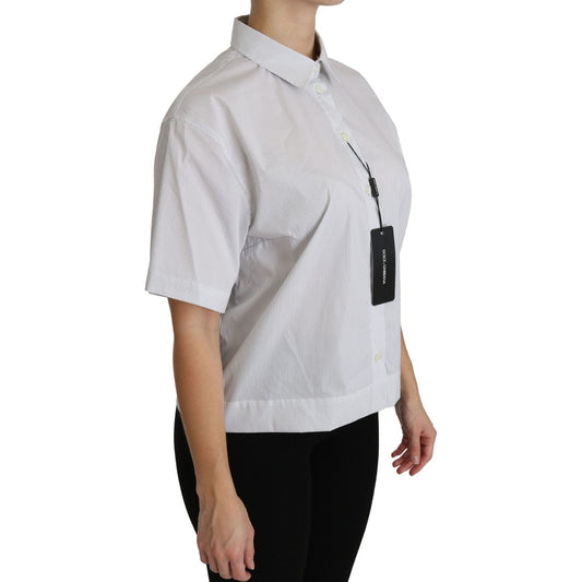 Dolce & Gabbana Elegant White Cotton Polo Top Dolce & Gabbana Gray