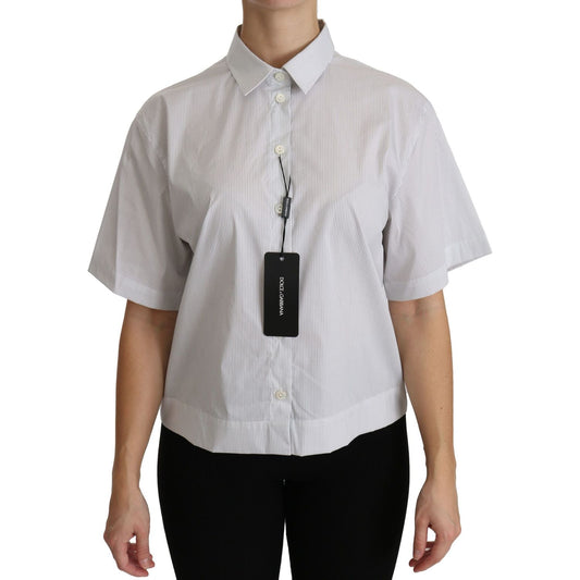 Dolce & Gabbana Elegant White Cotton Polo Top Dolce & Gabbana Gray