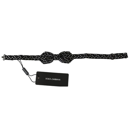 Dolce & Gabbana Black Polka Dots Mens Necktie Papillon 100% Silk Bow Tie