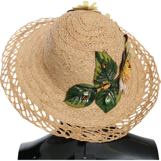 Dolce & Gabbana Elegant Beige Floral Bucket Hat Dolce & Gabbana Dark Khaki