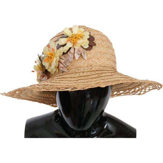 Dolce & Gabbana Elegant Beige Floral Bucket Hat Dolce & Gabbana Rosy Brown