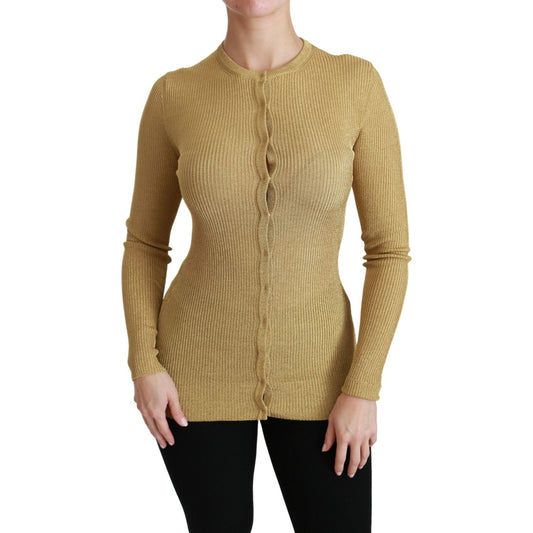 Dolce & Gabbana Elegant Long Sleeve Gold Cardigan Dolce & Gabbana Dark Khaki