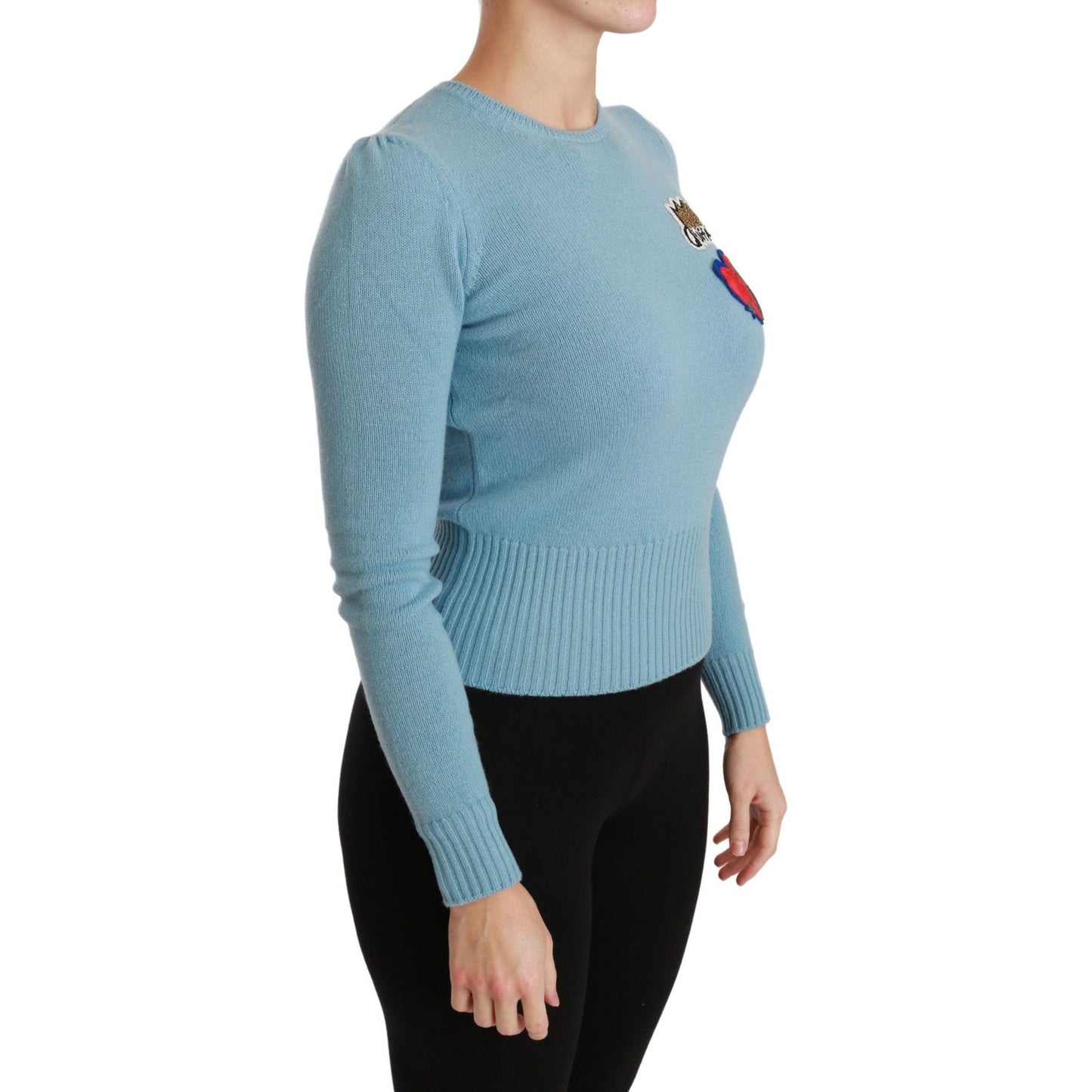 Dolce & Gabbana Blue Wool Queen Heart Pullover Sweater TSH4416-36