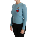 Dolce & Gabbana Blue Wool Queen Heart Pullover Sweater TSH4416-36