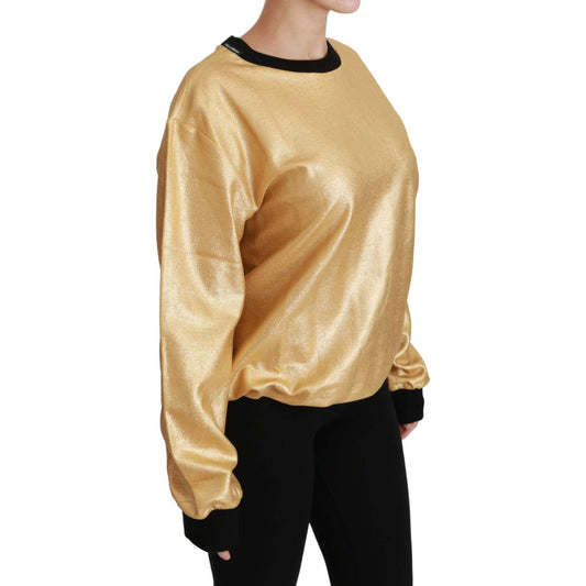 Dolce & Gabbana Elegant Gold Crew Neck Cotton Sweater Dolce & Gabbana Tan