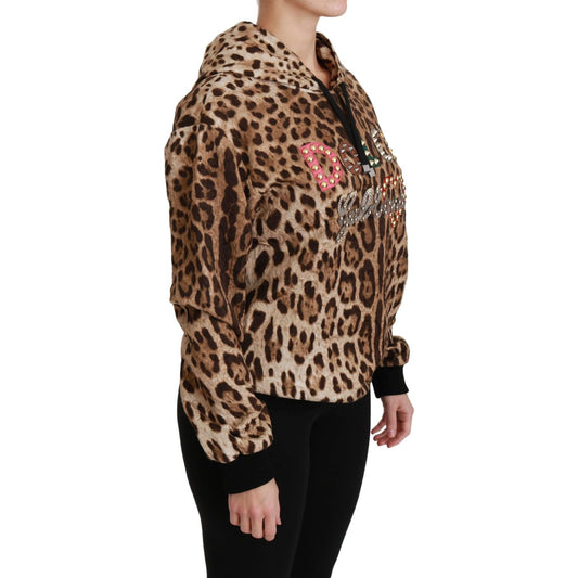 Dolce & Gabbana Elegant Leopard Print Hooded Sweater Dolce & Gabbana Black