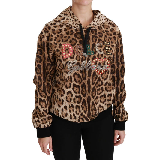 Dolce & Gabbana Elegant Leopard Print Hooded Sweater Dolce & Gabbana Black
