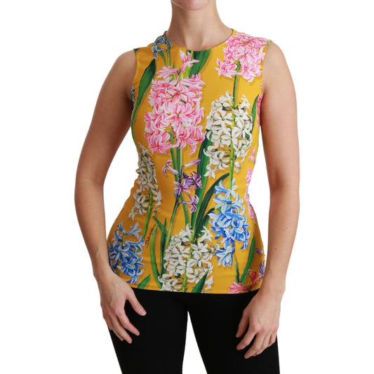Dolce & Gabbana Sunshine Floral Crewneck Sleeveless Blouse Dolce & Gabbana Rosy Brown