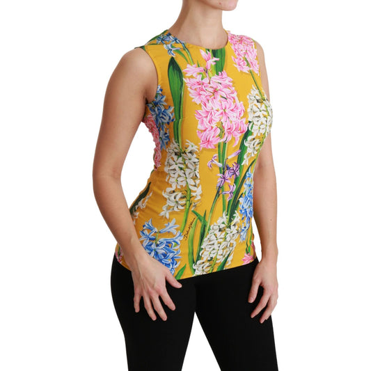 Dolce & Gabbana Sunshine Floral Crewneck Sleeveless Blouse Dolce & Gabbana Dark Khaki
