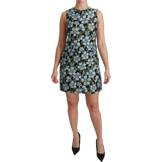 Dolce & Gabbana Elegant Floral Mini Shift Dress Dolce & Gabbana Dim Gray