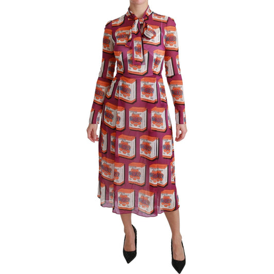 Dolce & Gabbana Elegant Bellezza Print Silk Maxi Dress Dolce & Gabbana Sienna