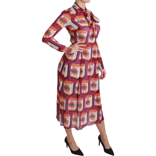 Dolce & Gabbana Elegant Bellezza Print Silk Maxi Dress Dolce & Gabbana Maroon