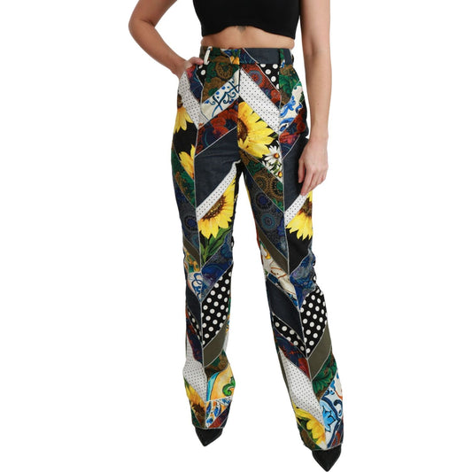 Dolce & Gabbana Elegant High Waist Multicolor Straight Pants Dolce & Gabbana Tan