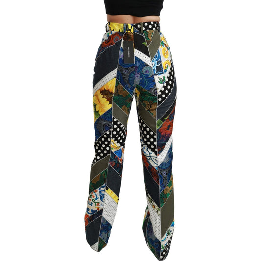 Dolce & Gabbana Elegant High Waist Multicolor Straight Pants Dolce & Gabbana Tan