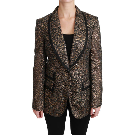 Dolce & Gabbana Elegant Gold Floral Lace Blazer Jacket Dolce & Gabbana Dark Slate Gray