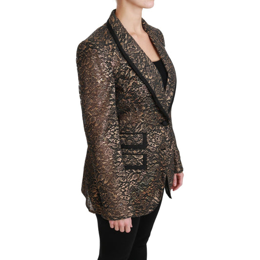 Dolce & Gabbana Elegant Gold Floral Lace Blazer Jacket Dolce & Gabbana Dark Slate Gray