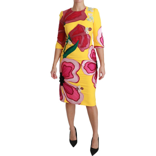 Dolce & Gabbana Sunshine Bloom Sheath Knee-Length Dress Dolce & Gabbana Rosy Brown