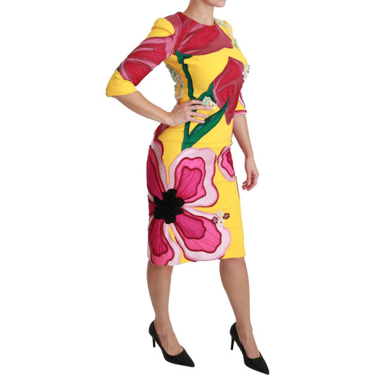 Dolce & Gabbana Sunshine Bloom Sheath Knee-Length Dress Dolce & Gabbana Rosy Brown