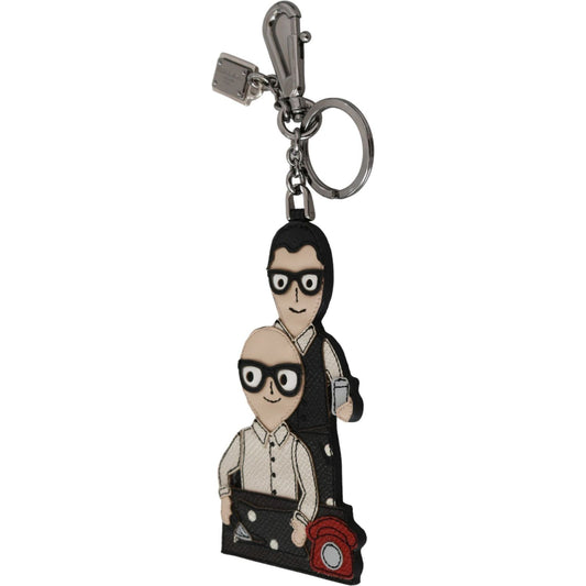 Dolce & Gabbana Elegant Tricolor Leather Keychain Keychain Dolce & Gabbana Dark Slate Gray