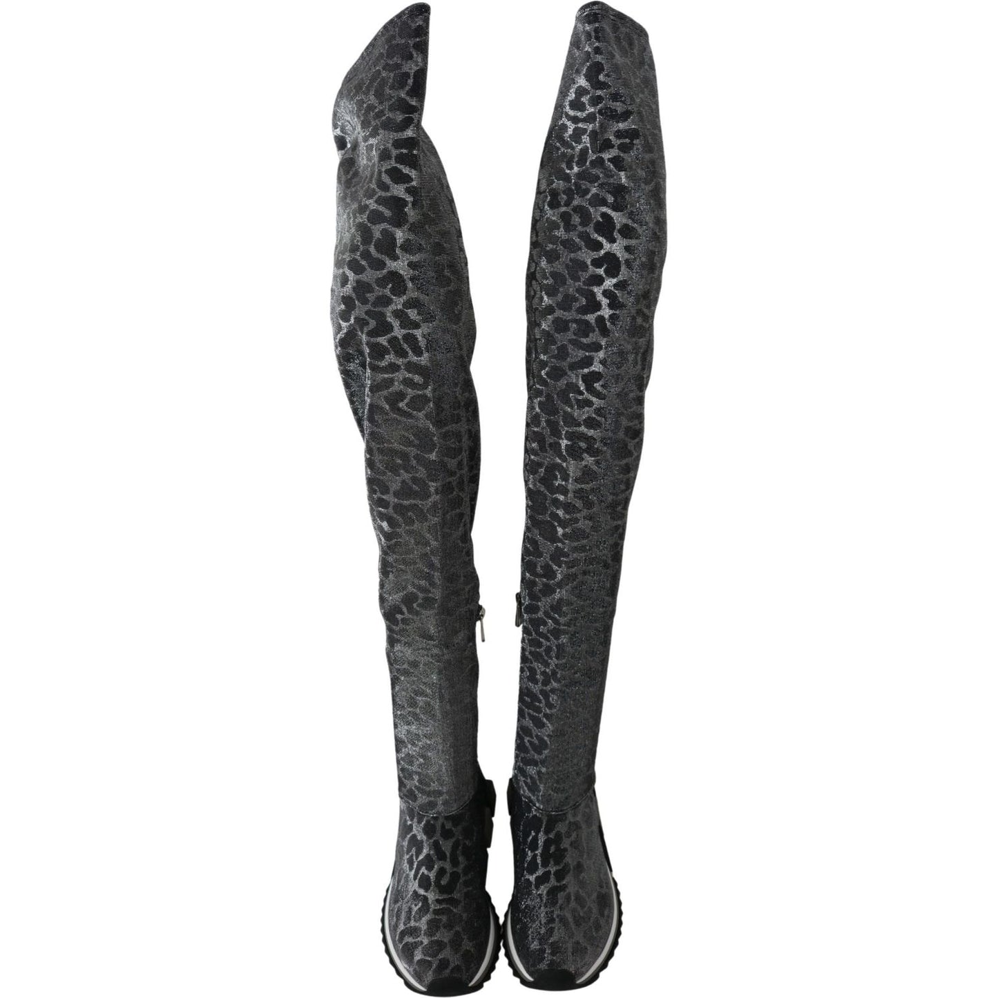 Dolce & Gabbana Gray Leopard High Top Sneakers Booties Shoes Dolce & Gabbana