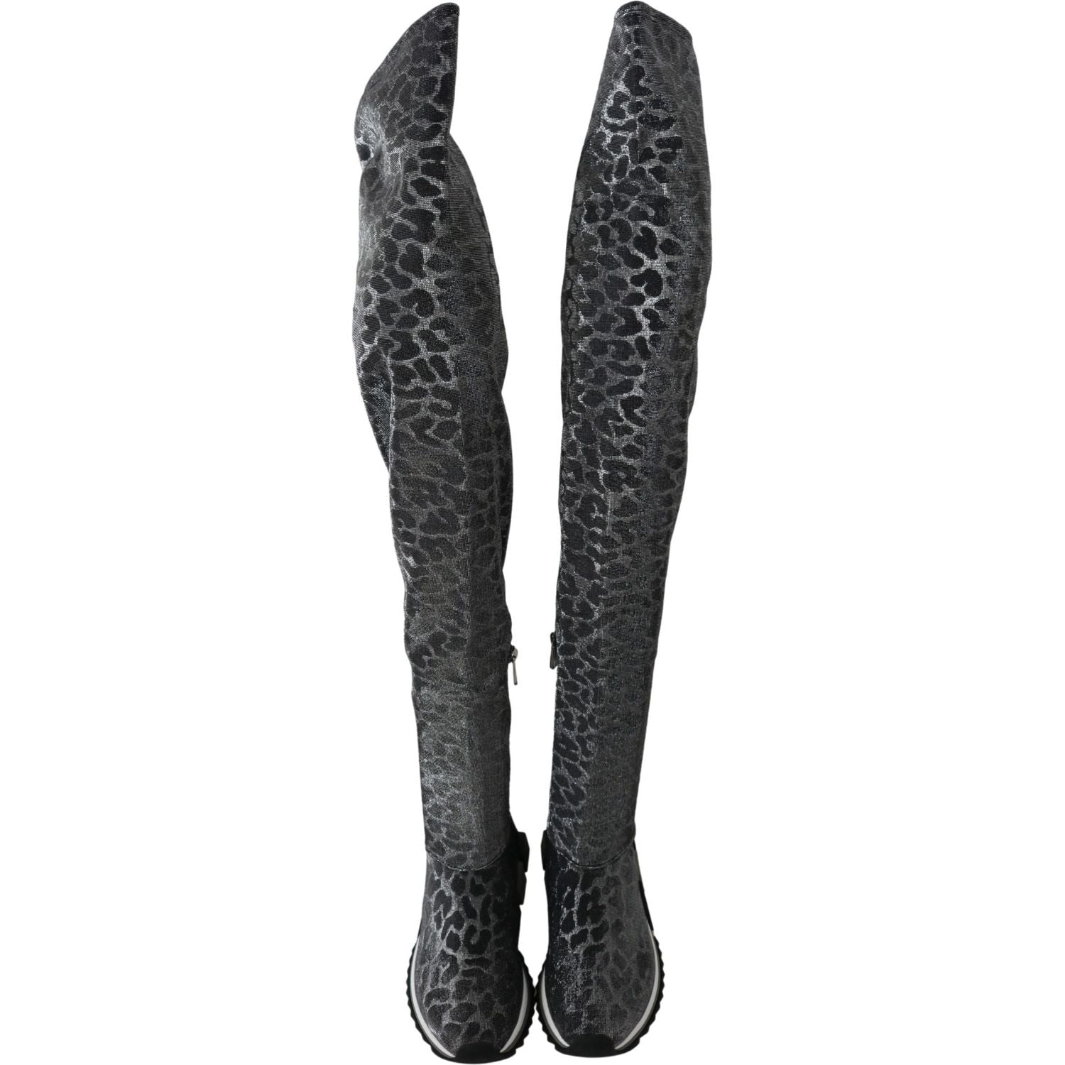 优雅豹纹短靴及膝鞋