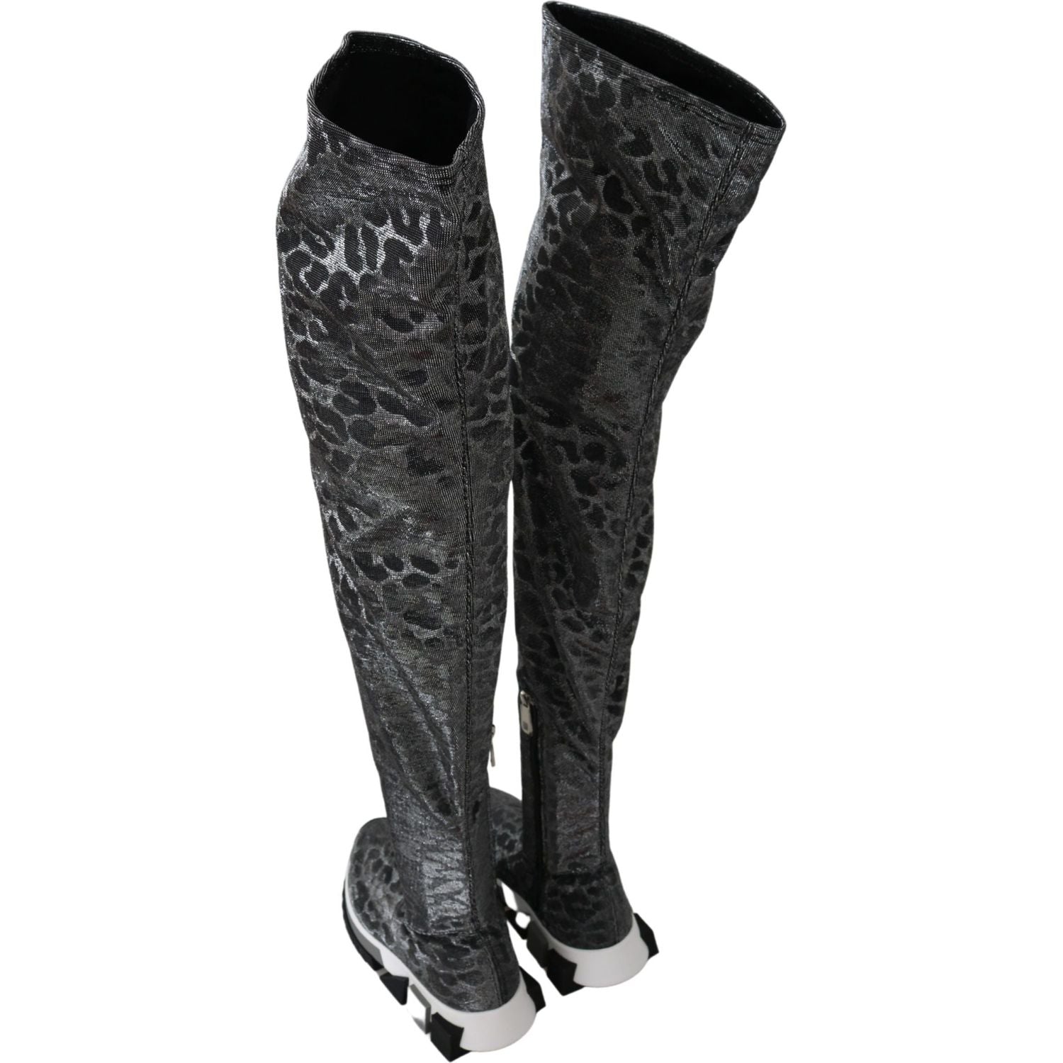 优雅豹纹短靴及膝鞋