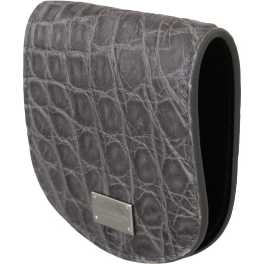 Dolce & Gabbana Exotic Gray Leather Condom Case Wallet Condom Case Dolce & Gabbana Dim Gray