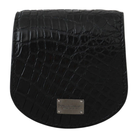 Dolce & Gabbana Sleek Black Leather Coin Case Wallet Condom Case Dolce & Gabbana Black