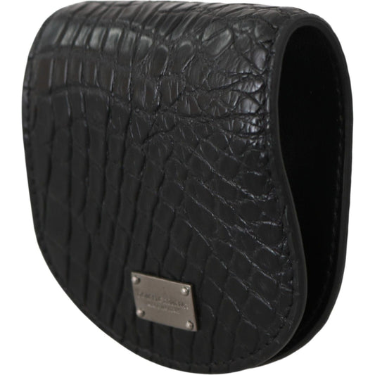 Dolce & Gabbana Sleek Black Leather Coin Case Wallet Condom Case Dolce & Gabbana Dark Slate Gray