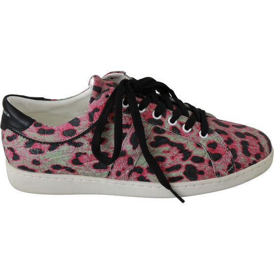 Dolce & Gabbana Multicolor Crocodile Leather Sneakers Dolce & Gabbana Rosy Brown