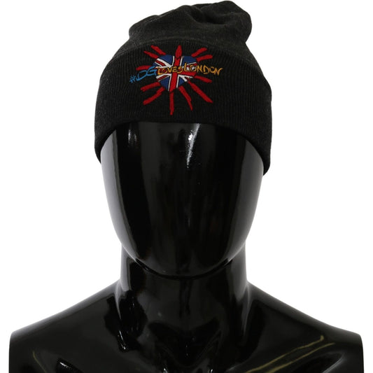 Dolce & Gabbana Chic Gray Beanie with Exclusive Embroidery Dolce & Gabbana Black