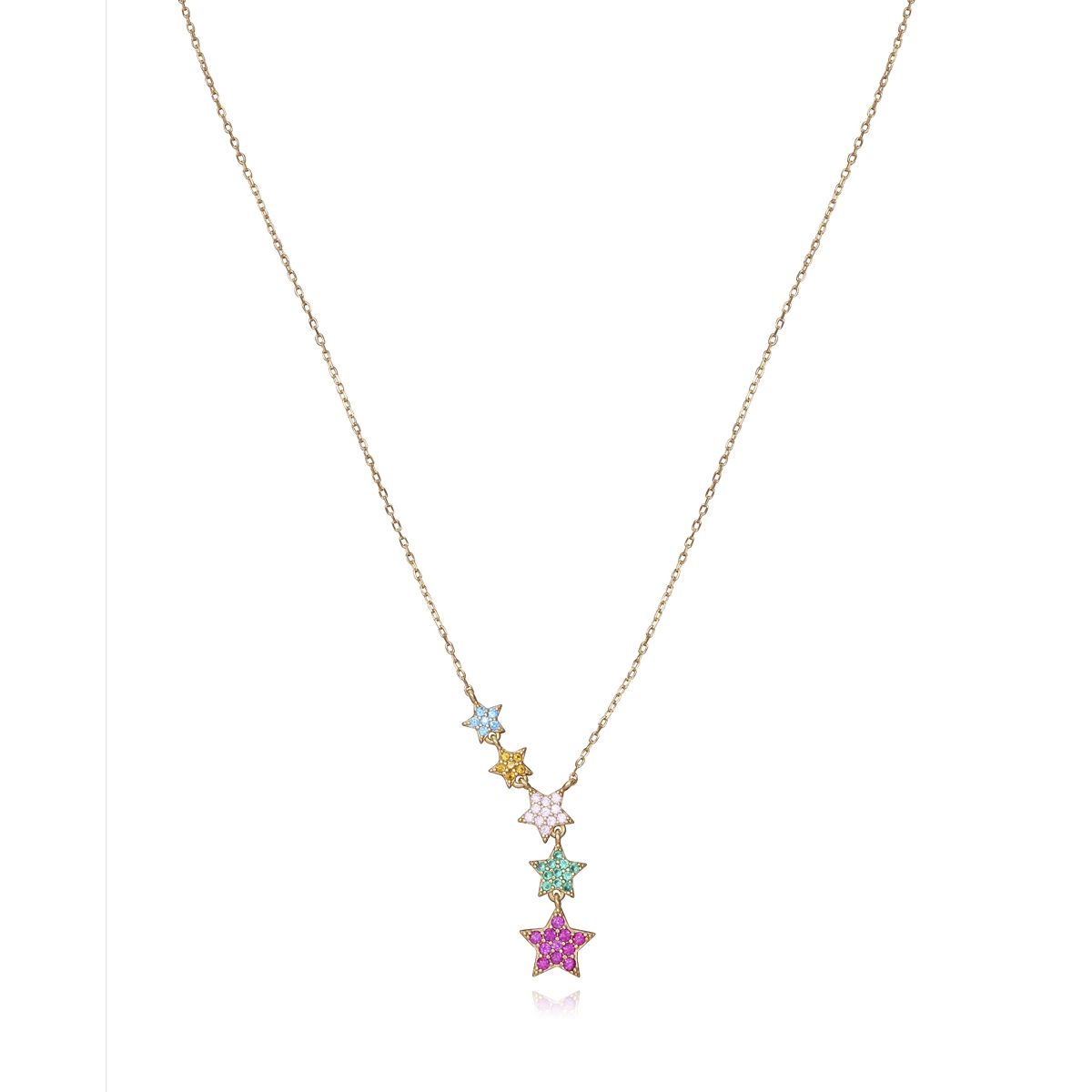 VICEROY JEWELS Mod. 13070C100-39 women's silver necklace with colorful star pendants, quartz movement, in official box.