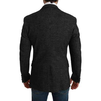 Dolce & Gabbana Gray Plaid Check Slim Fit Jacket Blazer