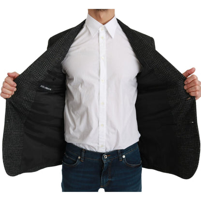 Dolce & Gabbana Gray Plaid Check Slim Fit Jacket Blazer
